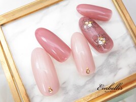 (1040)たらしこみ風お花ネイル