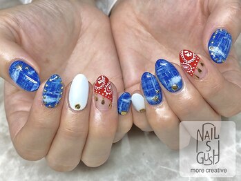 ネイルズガッシュ 蒲田東口店(NAILsGUSH)/デニムネイル/手描き/アート