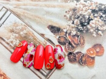 ネイルサロン&スクール ジーナ(GINA)/ピンク×手書きアート