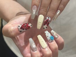 ドット×ミラーロングネイル