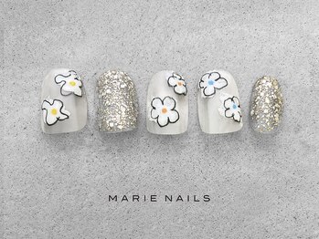 マリー ネイルズアンドラッシュアート モザイクモール港北店(MARIE NAILS & LASH ART)/定額￥7700 お花 1225b