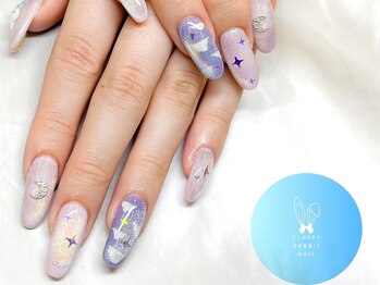 フラッフィーラビットネイル(fluffy rabbit nail)/ゆめかわ　ニュアンス　雲ネイル
