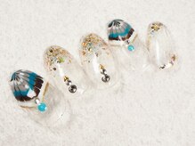 ケージュール(Kjour)/ピーコック柄　ブラウン　ブルー