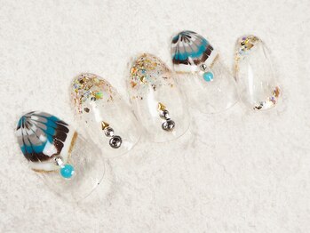 ケージュール(Kjour)/ピーコック柄　ブラウン　ブルー