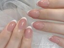 ピンクグラデ×白フレンチ