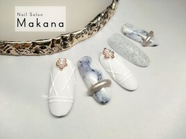 キラキラ大理石リングネイル