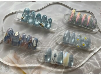 ネイルアンドアイラッシュスタジオ シュシュ(chouchou)/夏っぽブルーネイルサンプル