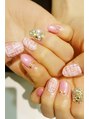 シュガーセンダイ(SUGAR sendai) girly☆ツイード×キラキラストーンしきつめnail♪