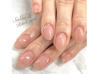 サロンドルリネイル(salon de Ruri nail)/ベージュ×ラメフレンチ♪