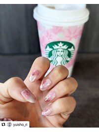 桜色タイダイミラーネイル