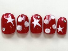 ネイルメゾン 天神店(NAIL MAISON)/赤星白ぷっくり個性派¥9000