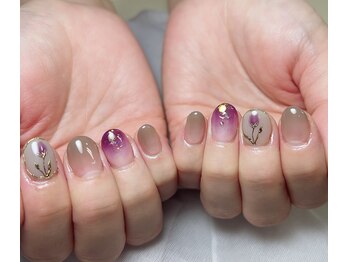 ノット 末広店(Knot)/アンティーク調フラワーネイル