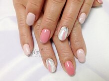 ネイルサロン ビューティーマジック 川口店/ ピンクプッチ柄ネイル