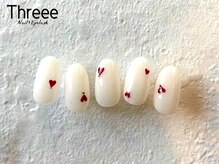 スリーネイルプラスアイラッシュ(Threee Nail+Eyelash)/シンプルハートネイル