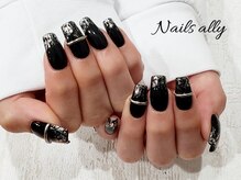 ネイルズアリー 立川店(Nails ally)/リングネイル×ホイル×秋冬×黒