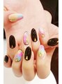 シュガーセンダイ(SUGAR sendai) カラフル☆タイダイ柄×ブラックnail♪