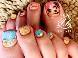 ドロップ×椰子の木アートネイル