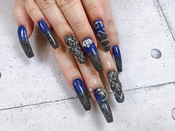 ネイル ビューティーマジック 葛西本店/ブルーxブラックネイル