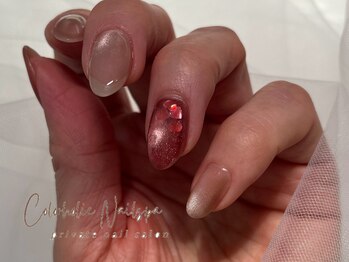 ハートホロ埋め込みネイル