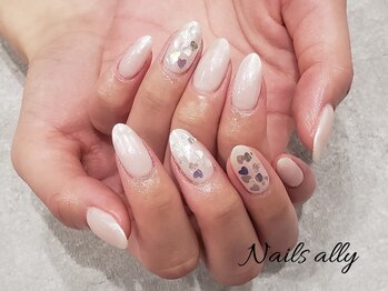 ネイルズアリー 立川店(Nails ally)/ハート×蝶×シンプル×秋ネイル