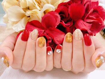 ダブルネイル(Double Nail)/[石田] 秋！べっ甲×ボルドー