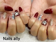 ネイルズアリー 立川店(Nails ally)/チェック×ストライプ×ストーン