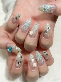 キラキラぷっくりリボンデザイン