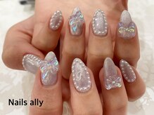 ネイルズアリー 立川店(Nails ally)/オーロラリボン×パールパープル