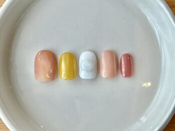 カラ ネイル 中津店(calla nail)/桃×シンプル配色