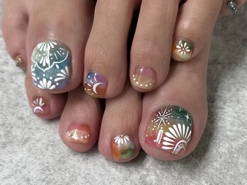 メロー(mellow)の写真/高技術×デザインが自慢☆見られる足先を魅せる足先へ◎季節を先どったフットネイルで一足先に夏を満喫♪