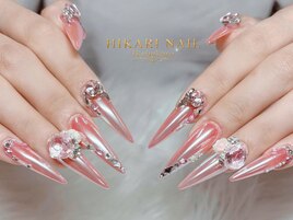 ミラーピンク×薔薇ビジュー
