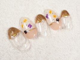 押し花　ツートン　ゴールド