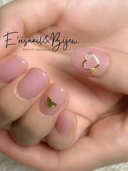 イリスネイル アンド ビジュー(E’risnail&Bijew.)/ちゅるんとピンクにハート