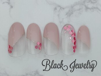 ブラックジュエリー(Black jewelry)/花ホロネイル