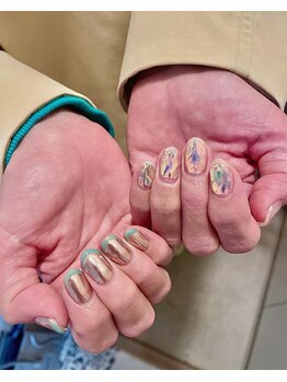 ユージューネイルルーム(UJU nail room)/チグハグ春フレンチうるうる