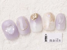 アイネイルズ 新宿店(I nails)/パープルニュアンスハート8480円