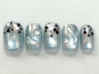 ネイルメゾン 天神店(NAIL MAISON)/ミラー水光マグホロ青¥9000