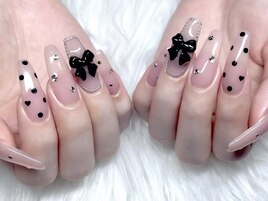 リボン×ドットネイル