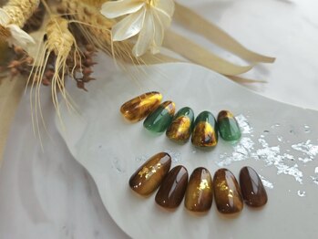 美人ネイル+ 品川高輪店の写真/指先を彩る秋デザイン♪大人かわいい定額ネイルで季節を楽みませんか?丁寧なケア付きで指先をより美しく!