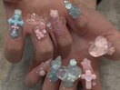 クリアブルーピンクネイル