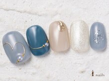 アイネイルズ 横浜WEST店(I-nails)/ハートミラーブルー9480円