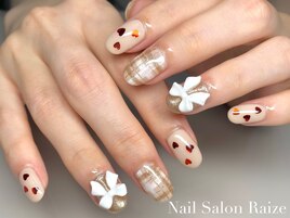 チェックネイル/リボンネイル