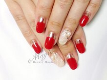 ネイルサロン ビューティーマジック 川口店/ レッド×ゴールドネイル