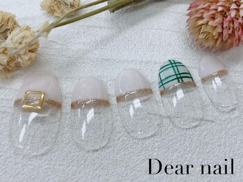 ディア ネイル(Dear nail)/ミドルフレンチ×緑チェック