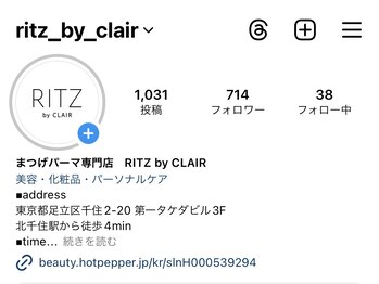 リッツ バイ クレル 北千住本店(RITZ by CLAIR)/Instagram毎日更新中♪