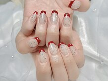ヒールネイル(heal nail)/スカルプ beige×silver×french