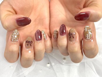 ネイルネージュ 錦糸町(Nail Neige)/バレンタインネイル/リボン