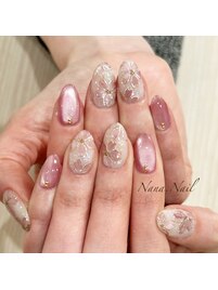 桜カラーマグネットネイル