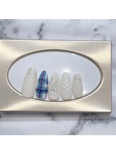 ネイルポット(Nail Pot)/チェック　リボンアートネイル