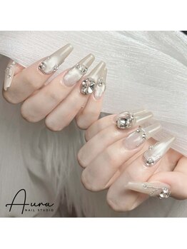 オーラネイル(Aura Nail)/大人可愛いリボンネイル
